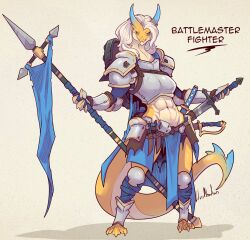  2026 abs absurd_res anthro armor biped breasts claws clothed clothed_anthro clothed_female clothing countershade_torso countershading digital_drawing_(artwork) digital_media_(artwork) dragon feet female fingers front_view hair hi_res horn lluisabadias looking_at_viewer mythological_creature mythological_scalie mythology navel scalie simple_background smile solo standing tail teeth toes 