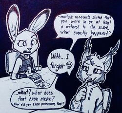  2022 anthro asking asking_another asking_how asking_what cheek_tuft clothed clothing dialogue disney duo ear_tuft emoji english_text facial_tuft fan_character felid feline fur head_tuft hi_res hoodie inktober judy_hopps lagomorph leporid linked_speech_bubble lynx mammal marc_(theblueberrycarrots) monochrome question rabbit speech_bubble talking_to_another text theblueberrycarrots topwear traditional_media_(artwork) tuft zootopia 