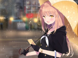  cleavage sasahara_wakaba seifuku tagme umbrella 