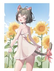  animal_ears chyo dress nekomimi skirt_lift summer_dress tail 