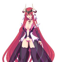  :o absurdly_long_hair black_thighhighs breasts bridal_gauntlets choker cleavage collarbone detached_sleeves female game_cg hair_between_eyes hair_ornament horns kourin_tenshi_en_ciel_rena large_breasts large_variant_set long_hair looking_at_viewer lucifer_rena maebari navel non-web_source official_art open_mouth purple_thighhighs red_eyes red_hair revealing_clothes ribbon saitou_natsuki showgirl_skirt solo standing suhamaya tachi-e thighhighs tomoe_rena transparent_background variant_set very_long_hair 