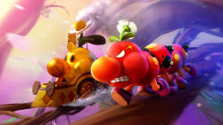  16:9 1_eye 2022 3d_(artwork) 8_legs adobe_photoshop_(artwork) ambiguous_gender angry arthropod autodesk_maya_(artwork) bent_legs big_nose black_body clenched_teeth clothing colored cross-popping_vein crossover darkmess_eye digital_media_(artwork) empty_eyes english_description feral flower flower_on_head footwear group hi_res insects larger_ambiguous larger_feral light lighting limbless mario_bros mario_plus_rabbids_sparks_of_hope motion_blur nintendo official_art on_another outside plant purple_eyes raving_rabbids rayman_(series) red_clothing red_footwear red_shoes roots running shaded shoes size_difference sky smaller_ambiguous smoke sparks spiral spiral_eyes steam teeth train ubisoft vehicle white_flower widescreen wiggler_(mario) yellow_sclera yellow_sky yves_barthez 