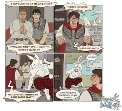  absurd_res angry animal_humanoid anthro bodypaint breasts casual_exposure climbing_though_window clothed clothing cuddling featureless_breasts female group gwen_(toffee_32) hi_res human humanoid lagomorph lagomorph_humanoid leporid_humanoid lucas_(toffee_32) male mammal mammal_humanoid outside rabbit_humanoid speech_bubble text toffee_32 topless 