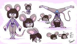  2025 anthro bandage bandaged_leg black_eyes breasts brown_hair clothed clothing digital_media_(artwork) female flat_chested fur hair handstand handstand_with_split_pose hauntedfennie ida_(usagibun1) keikogi looking_at_viewer mammal martial_arts_uniform mouse murid murine panties panty_shot rodent simple_background small_breasts solo sportswear tail teeth thick_thighs underwear wide_hips 