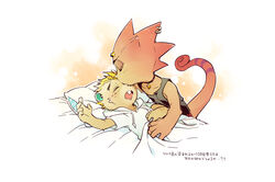  alternative_fashion animal_crossing anthro beaver bed bedding blanket blonde_hair c.j._(animal_crossing) chameleon choker duo flick_(animal_crossing) furniture goth hair hi_res jewelry kensan kissing lizard male male/male mammal necklace nintendo red_body red_scales reptile rodent scales scalie sleeping 