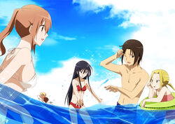  2boys 4girls amakusa_shino bad_id bad_pixiv_id bikini black_eyes black_hair blonde_hair brown_eyes brown_hair casual_one-piece_swimsuit character_request extra hagimura_suzu koga_(pasuka) long_hair multiple_boys multiple_girls one-piece_swimsuit painttool_sai_(medium) ponytail seitokai_yakuindomo shichijou_aria swimsuit tsuda_takatoshi twintails yokoshima_naruko 