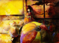  bad_id bad_pixiv_id ball black_hair fatal_frame fatal_frame_2 female gauss_&lt;bokashi japanese_clothes kimono photoshop_(medium) rattle short_hair solo tachibana_chitose temari_ball 