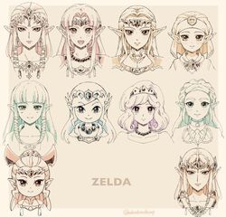  6+girls :d blunt_bangs blush braid brooch carrying character_name closed_mouth collarbone commentary crown_braid curly_hair diadem earrings expressionless forehead gem hair_ornament hairclip highres hime_cut hyrule_warriors jewelry long_hair looking_at_viewer multiple_girls multiple_persona necklace open_mouth pale_color parted_bangs pearl_necklace pointy_ears ponytail portrait princess princess_zelda round_teeth short_hair shuri_(84k) sidelocks smile swept_bangs symbol-only_commentary teeth the_legend_of_zelda the_legend_of_zelda:_a_link_between_worlds the_legend_of_zelda:_a_link_to_the_past the_legend_of_zelda:_breath_of_the_wild the_legend_of_zelda:_four_swords the_legend_of_zelda:_ocarina_of_time the_legend_of_zelda:_skyward_sword the_legend_of_zelda:_twilight_princess the_legend_of_zelda_(nes) toon_zelda twitter_username upper_body veil young_zelda 