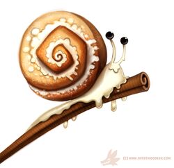  ambiguous_gender black_eyes cinnamon_(spice) cinnamon_bun cinnamon_stick digital_media_(artwork) digital_painting_(artwork) feral food food_creature gastropod humor mollusk pastry piper_thibodeau pun simple_background snail solo white_background 