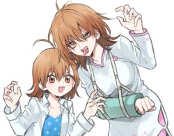  2girls ahoge artist_request brown_hair last_order misaka_worst multiple_girls short_hair sling to_aru_majutsu_no_index tongue 