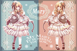  animal bad_id bad_pixiv_id blonde_hair bow dress dual_persona english_text engrish_text female flower formal frills hair_ornament horns iriasu leash lolita_fashion long_hair mary-san mary_janes open_mouth original pink_flower pink_rose purple_eyes ranguage ribbon rose sheep shoes smile socks tears 