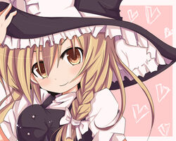  bad_id bad_pixiv_id braid female hat kirisame_marisa kita_senju lowres smile solo touhou witch_hat yellow_eyes 