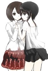  asou_misaki black_hair blush brown_hair dress fatal_frame fatal_frame_4 holding_hands multiple_girls skirt tsukimori_madoka vader_(n.r.t.a.) 