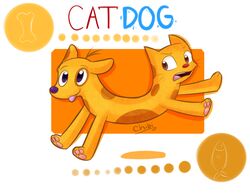  2012 canid canine caninius_dog canis catdog_(series) conjoined digital_media_(artwork) domestic_cat domestic_dog felid feline felinius_cat felis feral hybrid mammal nickelodeon pushmi-pullyu simple_background solo sunnynoga 