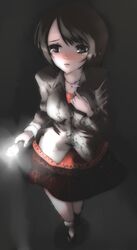  bad_id bad_pixiv_id blush brown_hair fatal_frame fatal_frame_4 jacket jewelry lantern necklace short_hair skirt solo tears tsukimori_madoka vader_(n.r.t.a.) 