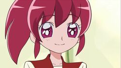  10s aino_megumi eyebrows_visible_through_hair fake_screenshot female happinesscharge_precure! network_bug pink_eyes pink_hair ponytail portrait precure school_uniform short_hair smile solo style_parody tv_asahi umakoshi_yoshihiko_(style) 