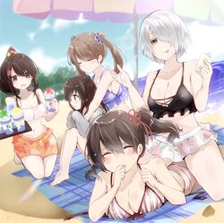  anne_sieber bikini breast_hold chartreux_westia cleavage inuzuka_shuna juliet_persia kishuku_gakkou_no_juliet komai_hasuki rurekuchie sweater swimsuits wang_teria 