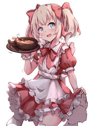  :d apron blush bow bowl collared_dress cowboy_shot dress female food frilled_apron frilled_dress frills hairbow hakuya_(white_night) hand_up holding latina_(uchi_no_musume_no_tame_naraba) light_brown_hair maid_apron md5_mismatch open_mouth pleated_dress puffy_short_sleeves puffy_sleeves red_bow red_dress resolution_mismatch short_sleeves simple_background skirt_hold smile solo source_larger spoon thighhighs twintails uchi_no_musume_no_tame_naraba_ore_wa_moshikashitara_maou_mo_taoseru_kamo_shirenai. white_apron white_background white_thighhighs 