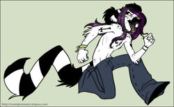 alternative_fashion anthro bottomwear clothed clothing glamfur goth hair lemur long_hair male mammal pants primate purple_hair ring-tailed_lemur solo strepsirrhine tail text tongue topless url zeriara zeriara_(character)