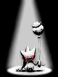 3:4 ambiguous_gender banette black_and_white_and_red blood bodily_fluids body_zipper derp_eyes digital_media_(artwork) drifloon duo generation_3_pokemon generation_4_pokemon humanoid nintendo not_furry pokemon pokemon_(species) spot_color spotlight tears zipper zipper_mouth