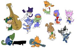 anthro avian bill_grey bird blue_body blue_feathers blue_fur blue_hair canid canine canis charlie_brown dinosaur domestic_cat extinct falco_lombardi feathers felid feline felis female fox fox_mccloud fredryk_phox fur group hair katt_monroe krystal_(star_fox) leon_powalski male mammal melanistic nintendo paintchat panther_caroso parody peanuts_(comic) peppy_hare prehistoric_species prince_tricky reptile scalie simple_background slippy_toad star star_fox tail tricky white_background white_body white_fur wolf wolf_o&#039;donnell