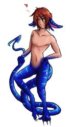 blue_body heart_symbol human hybrid male mammal scalie sepisnake simple_background solo tail white_background