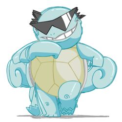 1:1 2010 2d_animation animated anthro blue_body blue_skin eyewear generation_1_pokemon glasses haters_gonna_hate low_res male nintendo pokemon pokemon_(species) reptile scalie shell short_playtime simple_background solo squirtle sunglasses tail turtle_shell white_background zeurel