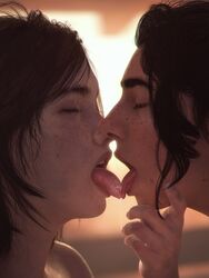  2girls 3d black_hair brown_hair canon_couple dina_(the_last_of_us) drdabblur ellie_(the_last_of_us) ellie_williams female female_only french_kiss kissing lesbian naughty_dog open_mouth passionate romantic saliva sloppy_kiss the_last_of_us the_last_of_us_2 thick_eyebrows tongue tongue_kiss tongue_out yuri 