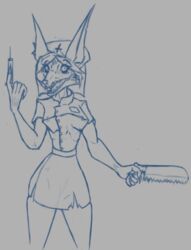  anthro big_ears breasts canid canine canis clothed clothing digital_media_(artwork) drawpile_(artwork) evil_grin female godless_nurse hair hat headgear headwear horror_(theme) jackal kinktober looking_at_viewer mammal nurse nurse_clothing nurse_hat nurse_headwear nurse_uniform saw smile solo synth_(disambiguation) the_dark_skull tools uniform 