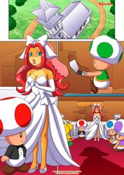  1girls bbmbbf bride bride_veil comic koopa_troopa koopaling mario_(series) nintendo palcomix peach_x_wendy_3_(comic) super_mario_bros. toad_(mario) wedding wendy_o._koopa 