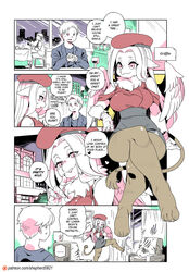  ... 1boy alcohol alternate_language bait_and_switch beak beret breasts claws clothing_cutout commentary couch cup curtains digitigrade drinking_glass english_commentary english_text female flirting furry furry_female griffin griffin_girl hat high-waist_skirt highres limited_palette long_hair miniskirt modern_mogal patreon_logo patreon_username pencil_skirt shepherd0821 shoulder_cutout skirt spoken_ellipsis tail talons thick_thighs thighs web_address wine wine_glass wings 