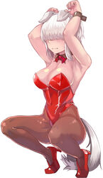  :| animal_ears armpits arms_up backless_leotard black_wrist_cuffs blush bow bowtie breasts brown_pantyhose cleavage closed_mouth commentary covered_eyes detached_collar dog_ears dog_tail embarrassed fake_animal_ears fake_tail female floppy_ears full_body ghgnvm hair_over_eyes hairband hands_up high_heels highleg highleg_leotard large_breasts leotard long_bangs pantyhose playboy_bunny rabbit_pose red_bow red_bowtie red_footwear romaji_commentary shiny_clothes shoes short_hair sidelocks simple_background solo squatting strapless strapless_leotard tail uzaki-chan_wa_asobitai! uzaki_yanagi wavy_mouth white_background white_hair white_hairband wrist_cuffs 