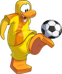  absurd_res alpha_channel avian bald ball bird bottomwear clothing club_penguin full-length_portrait hi_res kicking_ball looking_at_object male official_art open_mouth penguin portrait shirt short_sleeves shorts soccer_ball soccer_uniform solo sportswear toony topwear uniform unknown_artist upper_teeth_only yellow_body yellow_bottomwear yellow_clothing yellow_shirt yellow_shorts yellow_topwear 