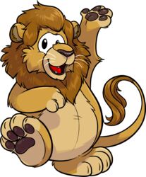  absurd_res alpha_channel brown_body brown_fur club_penguin felid full-length_portrait fur hi_res lion lion_ears looking_at_viewer male mammal mane official_art on_one_leg open_mouth pantherine portrait solo standing tail tail_tuft toony tuft unknown_artist 