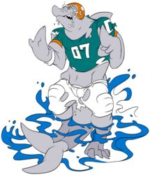 american_football anthro armor bottlenose_dolphin bottomwear cetacean clothing dolphin dorsal_fin fin football_helmet headgear helmet hi_res jersey kuma male mammal marine miami_dolphins nfl oceanic_dolphin shirt shorts solo sport tail tail_fin toothed_whale topwear transformation water