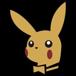 1:1 3d4d ambiguous_gender black_background fur generation_1_pokemon logo low_res mammal mascot nintendo parody pikachu playboy playboy_bunny_logo pokemon pokemon_(species) restricted_palette rodent simple_background solo yellow_body yellow_fur