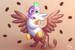 123hamster 3:2 avian beak bean brown_eyes coffee_bean dragon duo feathered_wings feathers female feral friendship_is_magic gilda_(mlp) green_eyes gryphon hasbro male my_little_pony mythological_avian mythological_creature mythological_scalie mythology open_mouth scalie spike_(mlp) tail tail_tuft tuft wings