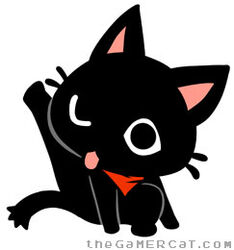 ambiguous_gender bandana black_body clothing domestic_cat felid feline felis feral gamercat_(character) kerchief licking low_res mammal simple_background solo tail the_gamercat tongue tongue_out unknown_artist white_background