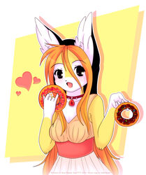 2012 anthro collar dessert doughnut female food heart_symbol luna777 moondog pastry solo sprinkles taratsu_(character)