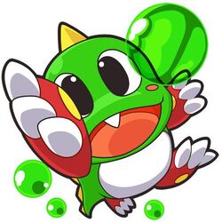 1:1 ambiguous_gender anthro blush bub bubble_bobble bubble_dragon bubblun bubby chibi looking_at_viewer low_res male open_mouth scalie simple_background smile solo source_request square_enix taito teeth unknown_artist white_background