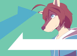 anthro blue_eyes brown_hair canid canine canis debirobu hair long_hair male mammal morenatsu shun_(morenatsu) solo wolf