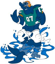 american_football anthro armor bottlenose_dolphin bottomwear cetacean clothing dolphin dorsal_fin fin football_helmet headgear helmet hi_res jersey kuma male mammal marine miami_dolphins nfl oceanic_dolphin shirt shorts solo sport tail tail_fin toothed_whale topwear transformation water