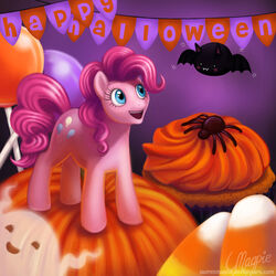 1:1 ambient_arachnid ambient_arthropod ambient_spider arachnid arthropod bat candy cutie_mark dessert earth_pony equid equine female feral food friendship_is_magic fruit ghost halloween hasbro holidays horse lollipop magpie_(artist) mammal micro my_little_pony on_food pinkie_pie_(mlp) plant pony pumpkin quadruped smile solo spider spirit tail undead