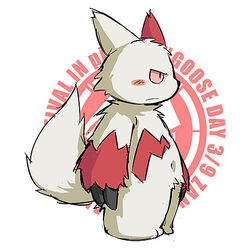 1:1 ambiguous_gender black_eyes black_nose blush fur generation_3_pokemon kui low_res markings nintendo pokemon pokemon_(species) red_markings solo tail white_body white_fur zangoose zangoose_day