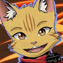  1:1 agata_(arc_rose) anthro arc_rose domestic_cat felid feline felis female headshot_portrait icon looking_at_viewer low_res mammal open_mouth orange_eyes portrait smile whiskers 