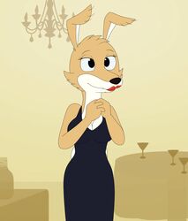  2019 alcohol animated anthro beverage black_clothing black_dress blinky_bill_(series) breasts canid canine canis cleavage clothed clothing cocktail daisy_dingo digital_media_(artwork) dingo dress evening_gown female lipstick makeup mammal manipulation martini red_lipstick smile solo standing takaneru_(artist) 