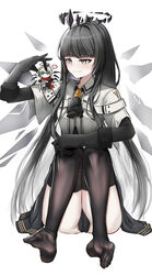  ... 1boy absurdres arknights arm_on_knee arm_rest ascot ass_visible_through_thighs backlighting black_ascot black_gloves black_hair black_halo black_panties black_shirt black_skirt black_thighhighs blunt_bangs breasts bright_pupils broken_halo cameltoe chibi collared_jacket colored_inner_hair commentary cousins dark_halo detached_wings energy_wings executor_(arknights) executor_the_ex_foedere_(arknights) eyelashes facing_viewer feet female full_body gloves grey_eyes grey_hair grey_wings hair_flowing_over halo hand_up highres hime_cut holding invisible_floor jacket knees knees_together_feet_apart knees_up layered_sleeves legs lifting_person light_smile long_hair long_sleeves looking_at_another looking_to_the_side mini_person miniboy miniskirt multicolored_hair no_shoes official_alternate_costume pale_skin panties pantyshot pleated_skirt see-through see-through_legwear shadow shiny_clothes shiny_legwear shirt short-sleeved_jacket short_over_long_sleeves short_sleeves sidelocks simple_background sitting skirt small_breasts soles solo_focus speech_bubble spread_toes straight_hair strap sviggum thighhighs thighs toes toes_up two-tone_hair underwear upskirt very_long_hair virtuosa_(arknights) white_background white_jacket white_pupils wide_sleeves wing_collar wings 