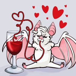  1:1 alcohol astarion_(baldur&#039;s_gate) baldur&#039;s_gate baldur&#039;s_gate_3 bat batstarion beverage bioware breezeharr container cup drinking drinking_glass drinking_straw electronic_arts fangs feral feralized fur glass glass_container glass_cup heart_symbol hi_res leaf-nosed_bat male mammal microbat silly_straw sitting smile solo teeth vampire vampire_bat white_body white_fur wine wine_glass wings yangochiropteran 