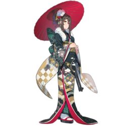  benelli_m4 black_footwear black_kimono blush breasts brown_hair closed_mouth ddal female flower from_side full_body geta girls&#039;_frontline gun hair_bun hair_flower hair_ornament hairclip heterochromia holding holding_umbrella japanese_clothes kimono long_sleeves looking_at_viewer looking_to_the_side m1014_(girls&#039;_frontline) m1014_(snow_moon_and_flowers)_(girls&#039;_frontline) medium_breasts obi official_alternate_costume official_art oil-paper_umbrella print_kimono red_eyes sandals sash shawl shotgun single_hair_bun smile solo standing tabi transparent_background umbrella weapon white_legwear wide_sleeves yellow_eyes 