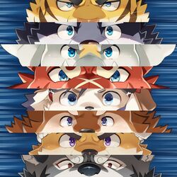  angry anthro atlus blue_eyes brown_body brown_eyes brown_fur canid canine canis close-up countershading deer domestic_dog dragon elephant elephantid eyebrows felid fur glare grey_body grey_fur group harima hi_res hitachi_(tamacolle) hizen_(tamacolle) kazusa male mammal megami_tensei megami_tensei_persona musashi_(tamacolle) mythological_creature mythological_scalie mythology nikubo oumi_(tamacolle) pantherine proboscidean scalie scar sega striped_body striped_fur stripes tamacolle thick_eyebrows tiger trunk tusks white_body white_fur 